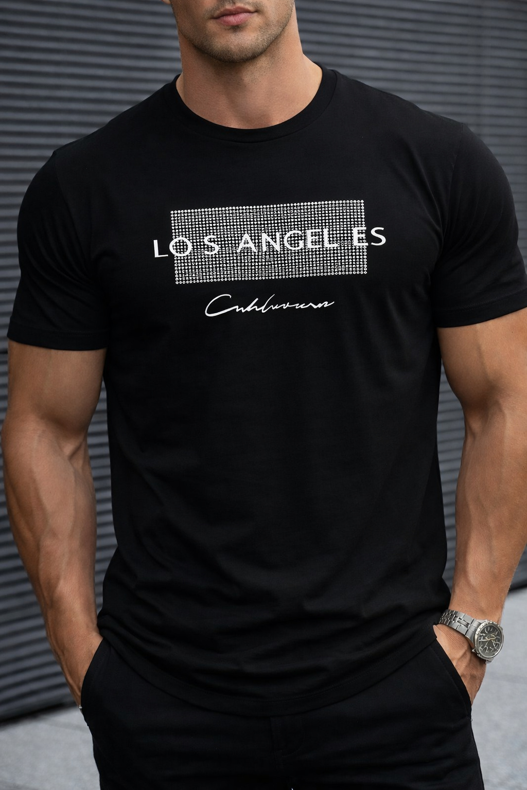 Men’s Premium White Printed T-Shirt – Los Angeles Graphic Slim Fit Cotton Tee for Gym & Casual Wear