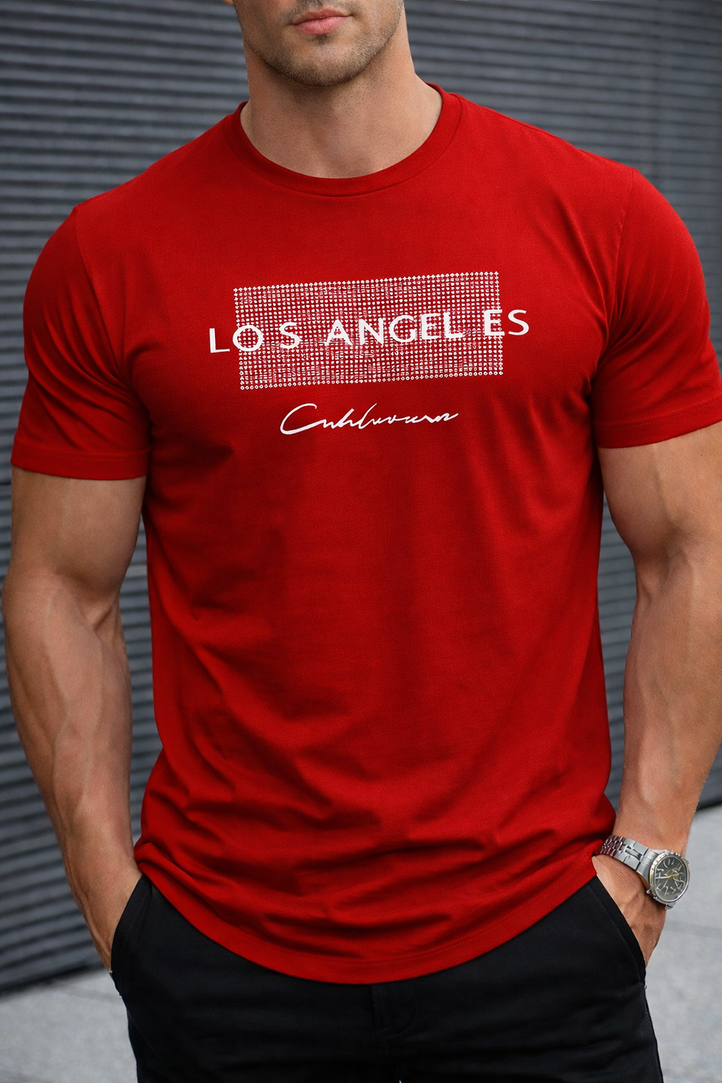 Men’s Premium White Printed T-Shirt – Los Angeles Graphic Slim Fit Cotton Tee for Gym & Casual Wear