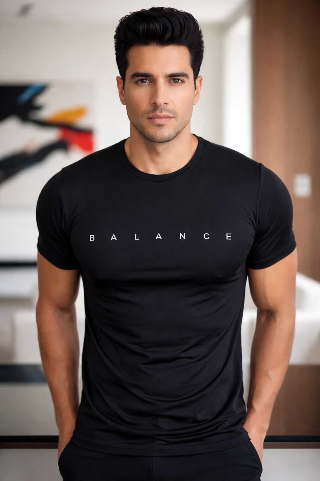 Men’s Premium Gym T-Shirt – Slim Fit Muscle Fit “Balance” Workout Tee | Breathable Activewear for Gym & Training