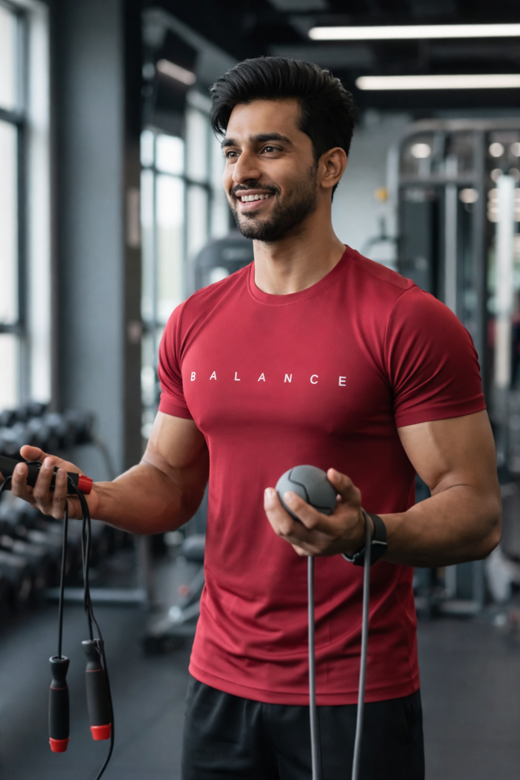 Men’s Premium Gym T-Shirt – Slim Fit Muscle Fit “Balance” Workout Tee | Breathable Activewear for Gym & Training