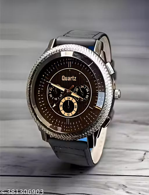 Men's Luxury Chronograph-Style Analog Watch - Knurled Silver Bezel & Rose Gold Accents with Premium Black Silicone Strap