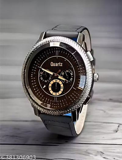 Men's Luxury Chronograph-Style Analog Watch - Knurled Silver Bezel & Rose Gold Accents with Premium Black Silicone Strap